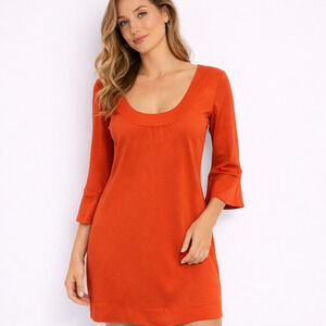 DVF Diane Von Furstenberg Aggie Silk/Cotton Orange Dress - Size 8